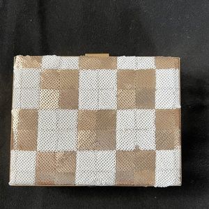Gold and White Sequin Evening Clutch